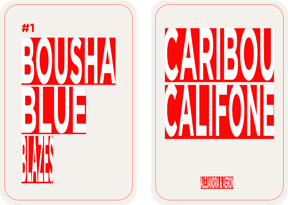 Two cards with red text.